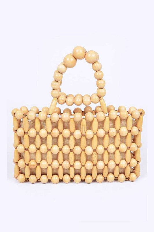 Wooden Beads Top Handle Small Clutch