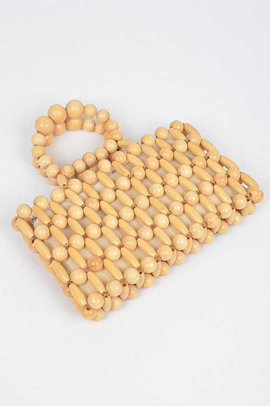Wooden Beads Top Handle Small Clutch